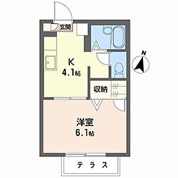 グランコート 1Kの間取図画像