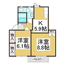 ディアスイイジマI  ｜ 長野県長野市川中島町今井（賃貸アパート2K・2階・48.69㎡） その2