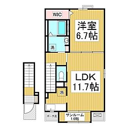 しなの鉄道 屋代高校前駅 徒歩6分の賃貸アパート 2階1LDKの間取り