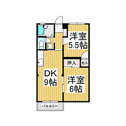 クールジャルダン 1階2DKの間取り