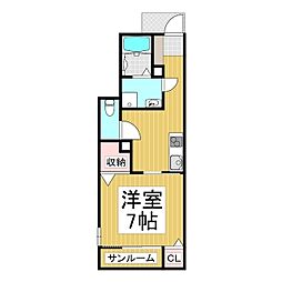千曲シモンド 1Kの間取図画像