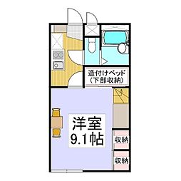 レオパレスピュアフル 1Kの間取図画像