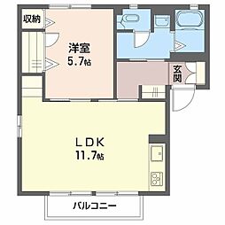 ルミエールひがのB 1LDKの間取図画像