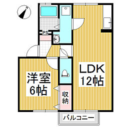 セジュール中村A 1LDKの間取図画像