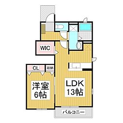 クラールB 1LDKの間取図画像
