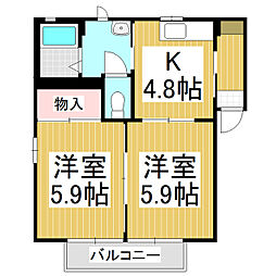 シェル上池田A 2Kの間取図画像