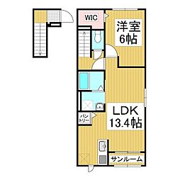 ハイツリバーサイド1 1LDKの間取図画像