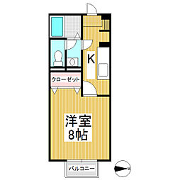 セジュール丹波島 1Kの間取図画像