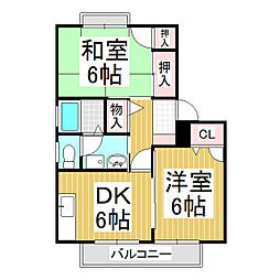 M・ファーストA 2DKの間取図画像