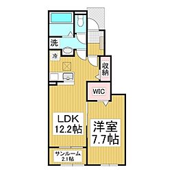 ラヴィエベール 1LDKの間取図画像