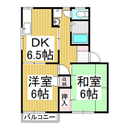 シャルム宮入 2DKの間取図画像
