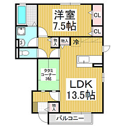フローラK 1LDKの間取図画像