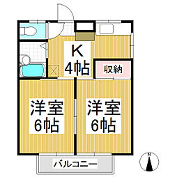 コーポプルメリアB 2Kの間取図画像