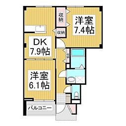 ハイツりんご畑 2DKの間取図画像