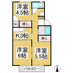 コスモタウンJ&MB棟 3Kの間取図画像