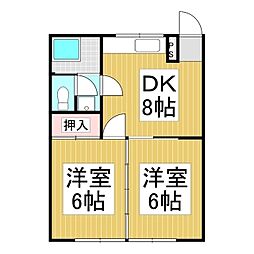 ハイランドビレッジ 2DKの間取図画像