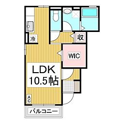 ローズコートカノン2B ワンルームの間取図画像