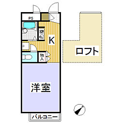 レオパレスドミール2 1Kの間取図画像