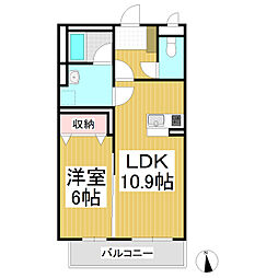 ディアコート中央 1LDKの間取図画像