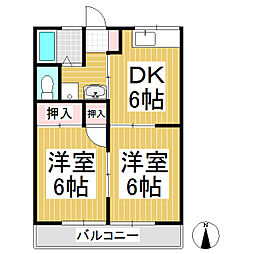 サンシティハイム滝 2DKの間取図画像
