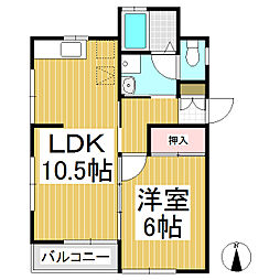 ハイツ松橋 1LDKの間取図画像