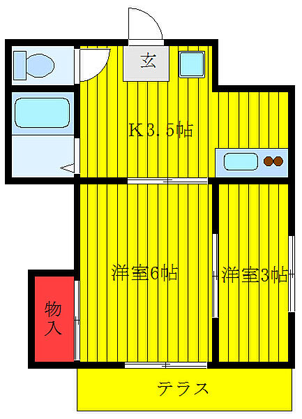 東京都北区志茂5丁目(賃貸マンション2K・1階・26.40㎡)の写真 その2