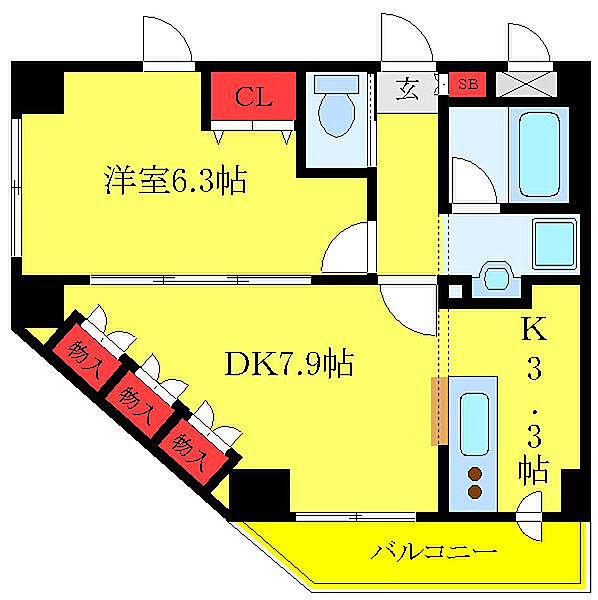 東京都北区東田端2丁目(賃貸マンション1LDK・6階・39.52㎡)の写真 その2