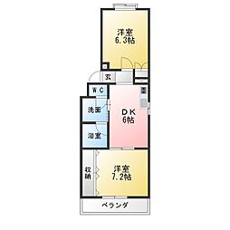 アーバンハウスないとう 2DKの間取図画像