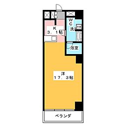 スクエア名駅南 1Kの間取図画像