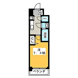 プレサンス久屋大通公園エアリー 3階1Kの間取り