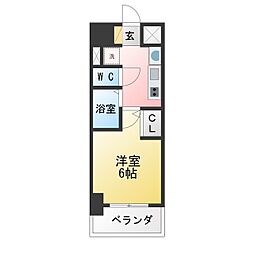 プレサンスサカエリバースタイル 1Kの間取図画像