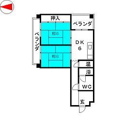福信ビル 2DKの間取図画像