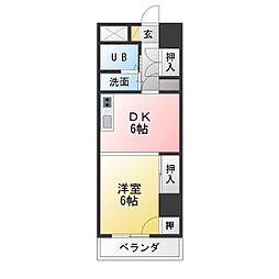 パークサイドメゾン伏見 1DKの間取図画像