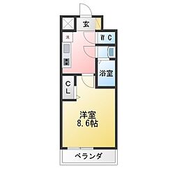 プレサンス大須観音ディオ 1Kの間取図画像