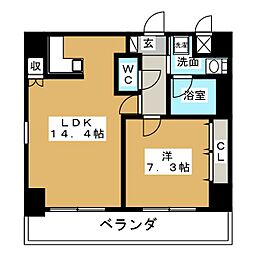 BSRESIDENCESAKAE 1LDKの間取図画像
