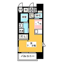 プレサンス鶴舞駅前ブリリアント ワンルームの間取図画像
