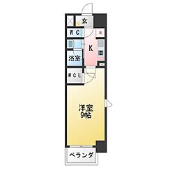 アモンリオブランシュ 1Kの間取図画像