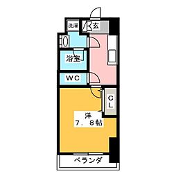 WESTIN上前津 1Kの間取図画像