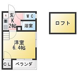 リバティー大須 1Kの間取図画像