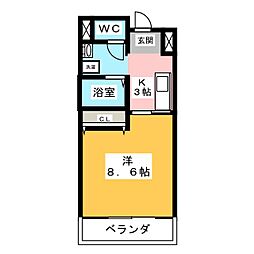 グレースハイツ新栄 1Kの間取図画像
