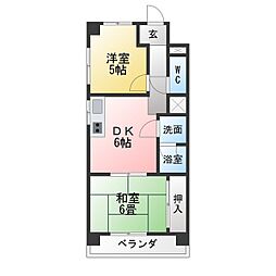 松原メイトマンション 2DKの間取図画像