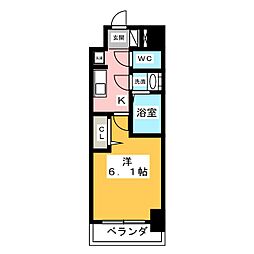 アステリ鶴舞トゥリア 1Kの間取図画像