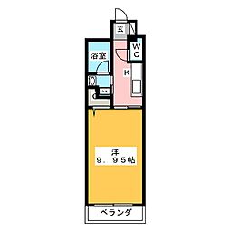 パラッツオスペチアーレ 1Kの間取図画像
