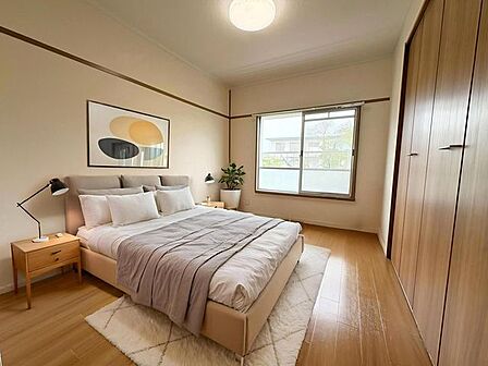 北側のお部屋にも窓が設けられた風通しの良い快適空間：洋室約5.0帖※CG加工画像です。家具配置など参考にしてください。