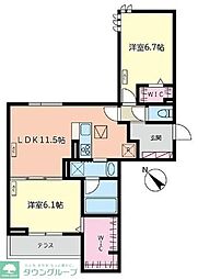 LussoIII 2LDKの間取図画像