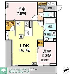 横浜市港北区新羽町アパート 2LDKの間取図画像