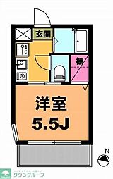 月村マンションNo.17 1Kの間取図画像