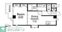 第2ウィスタリアマンション 1DKの間取図画像