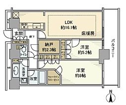 イーストタワー 2LDKの間取図画像