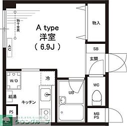 セカンドウィスタリアヒルズ ワンルームの間取図画像